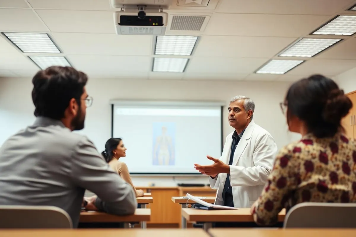 Students in a lecture classroom at Vivaan Paramedical Institute